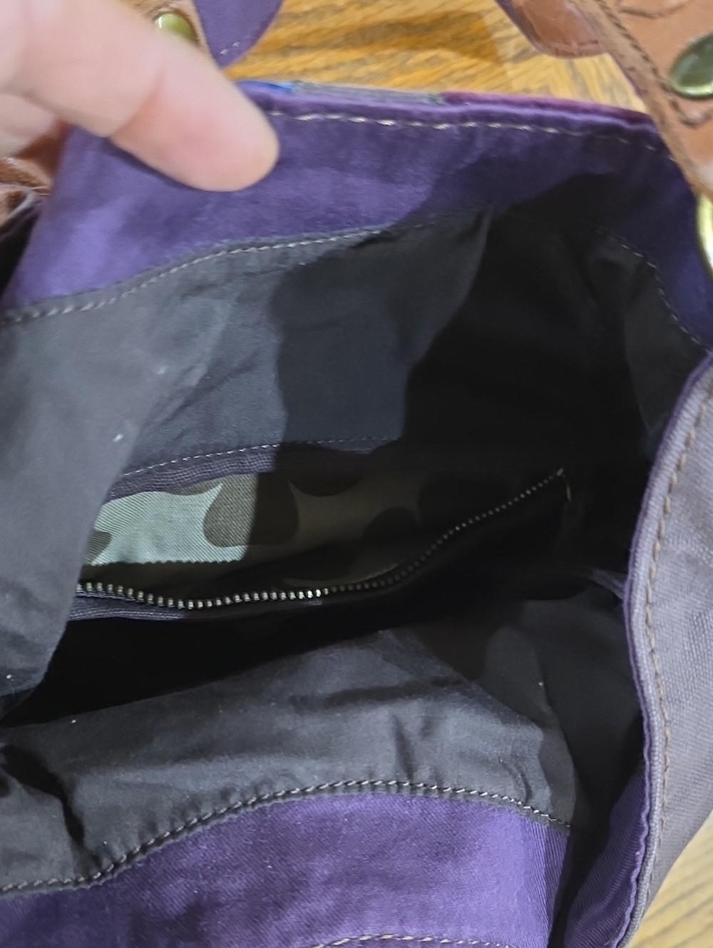 Lucky Brand Bohemian Patchwork Purple Velvet Shoulder Bag - Picture 6 of 8